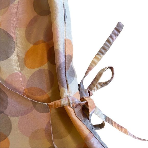 Preloved 100% silk Silkland wrap top with orange/purple bubble pattern - Picture 5 of 12